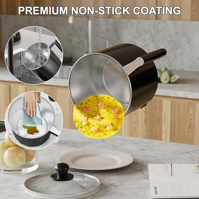 Electric Hot Pot - 1L Ramen Cooker, Mini Portable Multi-Functional Lazy Pot for Noodles, Soup, Non-Stick Cooker with Boil Dry Protection for Dorm, Office