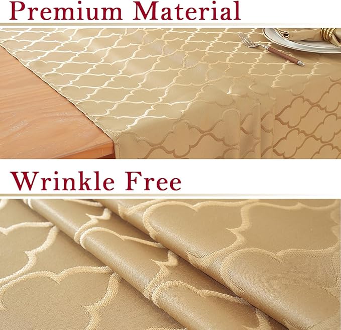 Larponder Tablecloth Rectangle, Jacquard Polyester Table Cloth, Washable & Spill Proof Table Cover for Spring Kitchen Dining Party Picnic (Rectangle, 52" x 70", Gold)