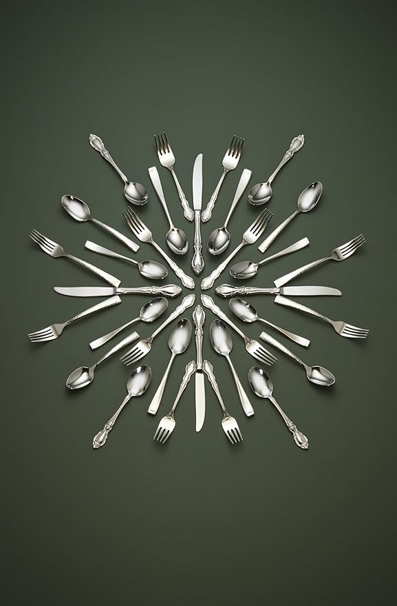 Oneida Silverware Set, Dover Fine Flatware Dinner Forks Set, Service For 4, 18/10 Stainless Steel, Rust Resistant, Mirror Finish, Dishwasher Safe, Home And Kitchen Utensils Set, Forks(Silver, 4 Piece)