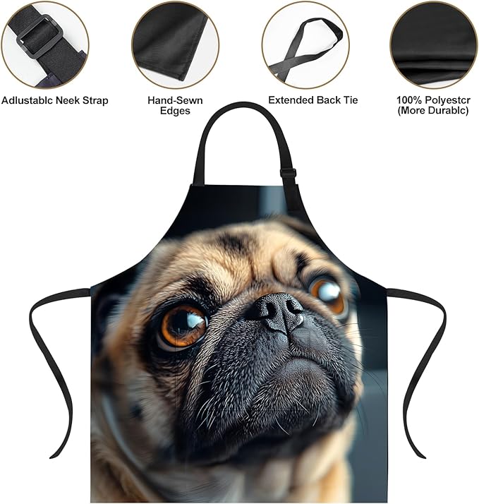 Funny Cat Apron with 2 Pockets Waterproof for Men Women Kitchen Garden Decor