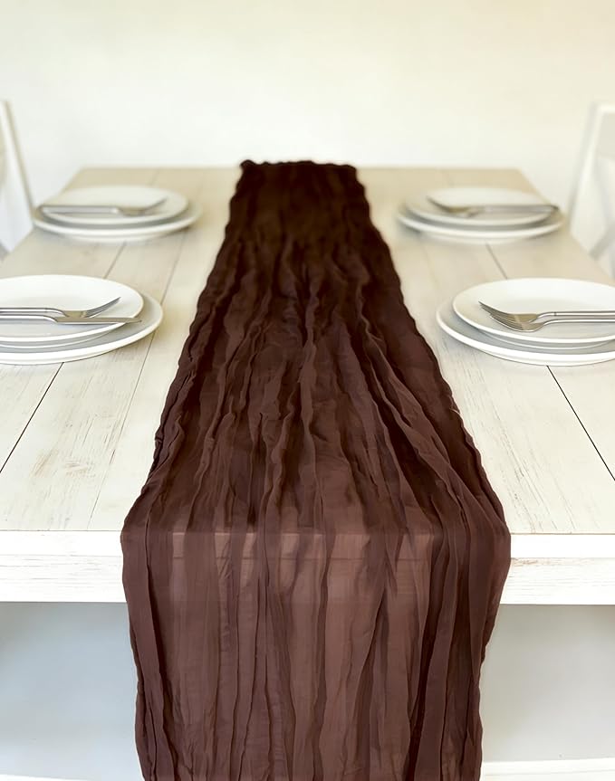3 Pack Nude Brown Cheesecloth Table Runner -17×120 Inch Gauze 10 FT Long Cheese Cloth Table Runners for Bridal Wedding Party Baby Shower Holiday Birthday Home Easter Decor (Nude Brown, 3PC)