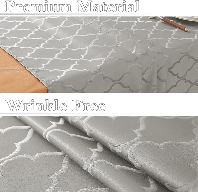 Larponder Tablecloth Rectangle, Jacquard Polyester Table Cloth, Washable & Spill Proof Table Cover for Spring Kitchen Graduation Dining Party Picnic (Rectangle, 52" x 70", Gray)