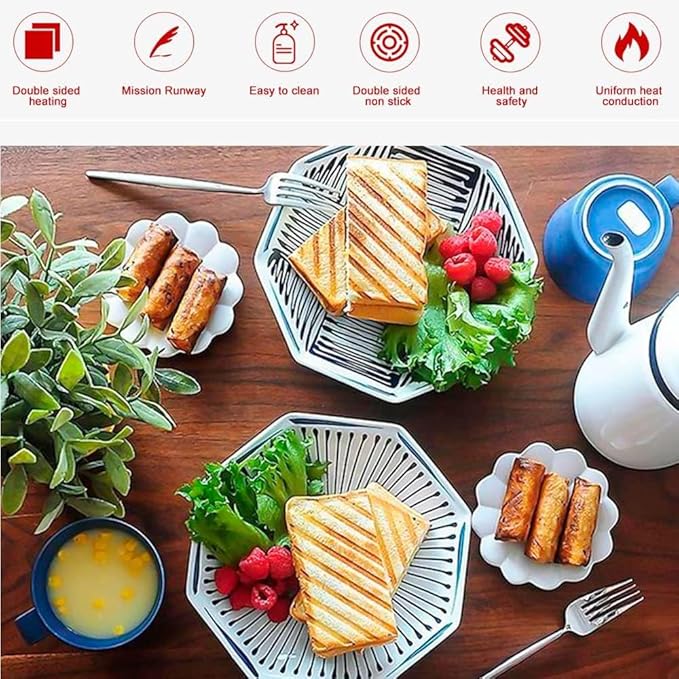 Camping Toastie Maker Non-Stick Stovetop Toastie Maker Baking Pan with Heat-Resistant Handles, Double Sided Multifunction Stovetop Toastie Maker for Home Outdoors Camping