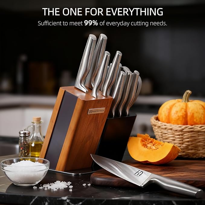 Knife Set, 13-Piece Premium Japanese High-Carbon Stainless Steel Kitchen Knife Block Set with Ergonomic Handles, Razor-Sharp Blades for Home Cooking, Daily Meal Prep & Professional Use