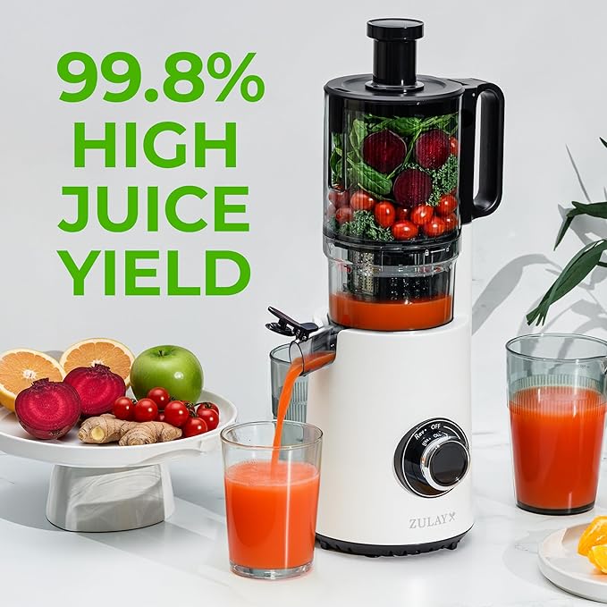 Zulay Cold Press Juicer, 5.5" Chute, Slow Masticating Juicer Machine for High Juice Yield, Easy to Clean Stainless Steel Blades for juicing Whole Fruits & Vegetables "extractor de jugos y vegetales"