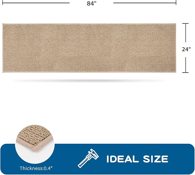 PURRUGS Machine Washable Kitchen Runner Rug 2ft x 7ft, Non-Slip/Skid Hallway Runner Rug, Super Absorbent Soft Area Rug for Hallway, Kitchen & Laundry, Rolled Packaging, Beige
