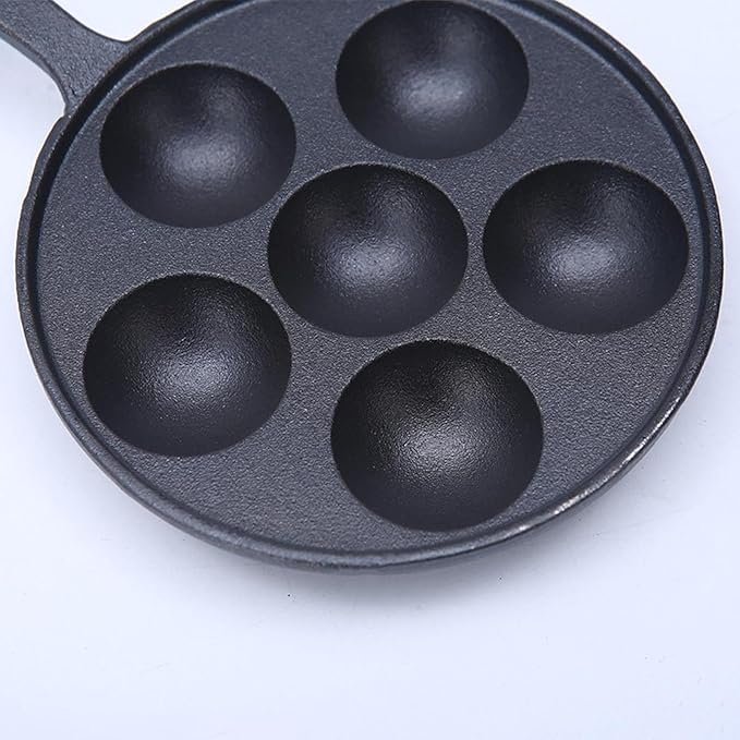 Takoyaki Pan Barbecue Plate Easy to Clean Multipurpose 6 Cavities Takoyaki Meatball Grill Pan Baking Pan for Camping Indoor