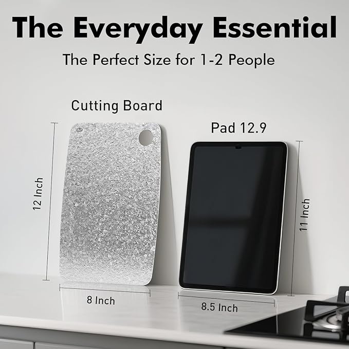 Titanium Cutting Board, 100% Pure Titanium Chopping Board for Kitchen with EPA Certified, Antibacterial Cutting Boards for Outdoor Cooking, Dishwasher Safe (12"x8")
