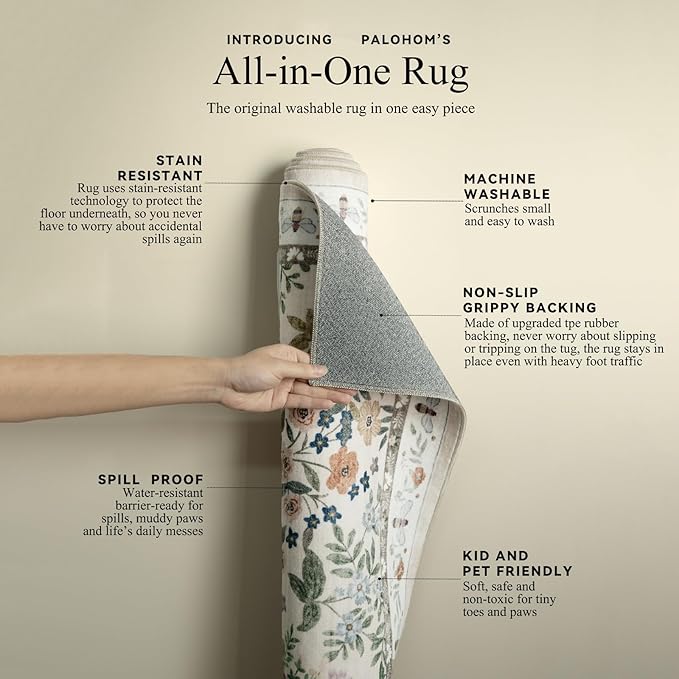 Machine Washable Rugs for Living Room: 5x7 Area Rugs for Bedroom Vintage Stain Resistant Non Slip Low Pile Soft Carpet Rugs for Entryway Kitchen Dining Room Farmhouse Kids Room Nursery