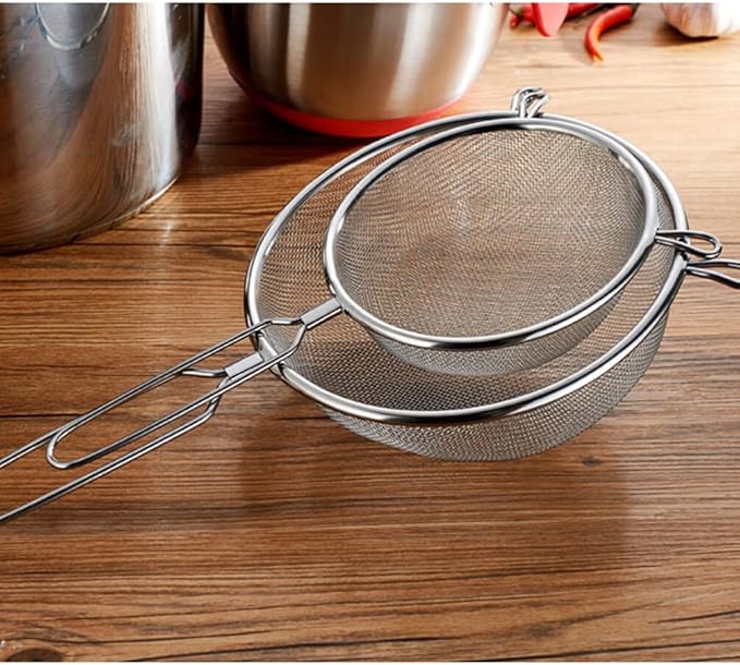 Lurrose 8 Inches Single Layer Mesh Strainer Spoon Clip Pasta Strainer Skimmer Spoon Bowl