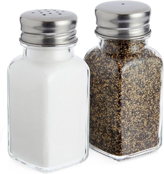 Juvale 24 Pack Glass Salt and Pepper Shakers Bulk Set - Restaurant Salt and Pepper Shakers - Spice Containers for Restaurant (2 Oz, Clear)