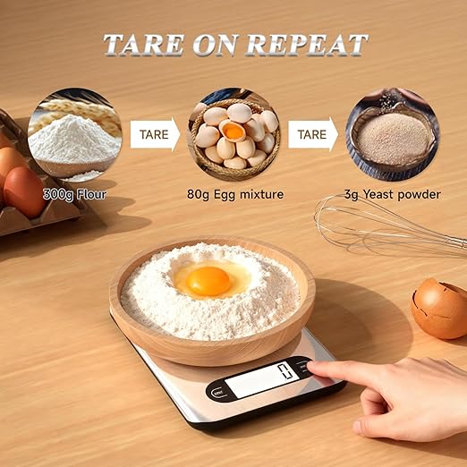 Qzzhizao Digital Kitchen Scale, 17 Pounds Capacity Food Scale with LCD Display, Weight Grams and Ounces for Cooking and Baking, Stainless Steel Platform, Anti-Splash