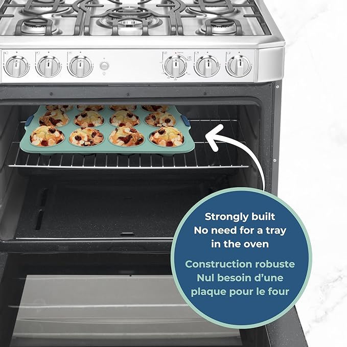 Starfrit Silicone Baking Pan - 24 Mini Muffins with Integrated Metal Frame - Green