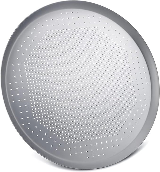 Beasea Pizza Pan 15 Inch, Pizza Cooking Pan with Holes Perforated Food Network Round Pizza Tray Crisper Pan Heavy Duty Aluminum Alloy Pizza Baking Tray Bakeware for Home Restaurant Kitchen Grill