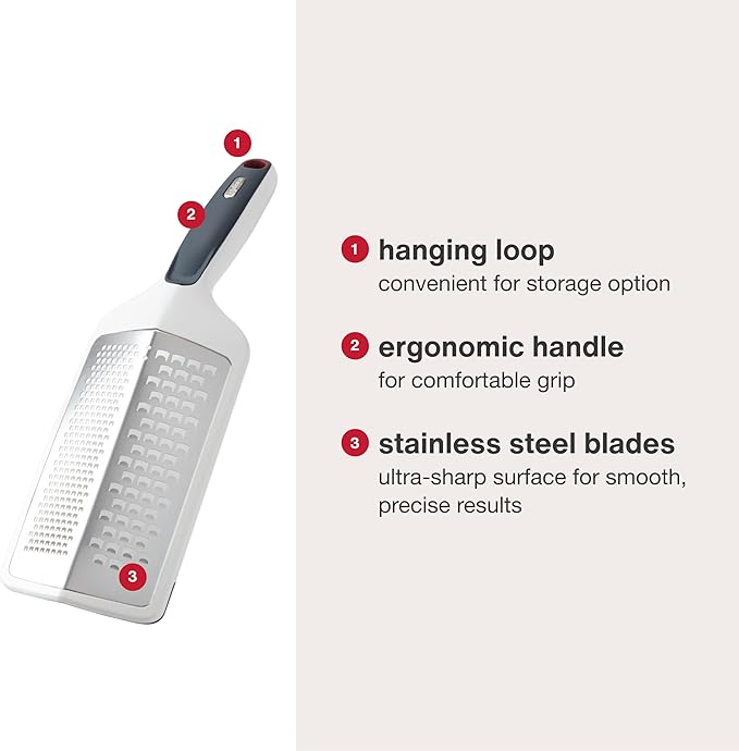 Zyliss SmoothGlide Dual Grater – Handheld with Stainless Steel Blades & Ergonomic Handle – Dual-Sided Medium & Coarse Grater for Cheese, Vegetables, Chocolate & More with Protective Cover