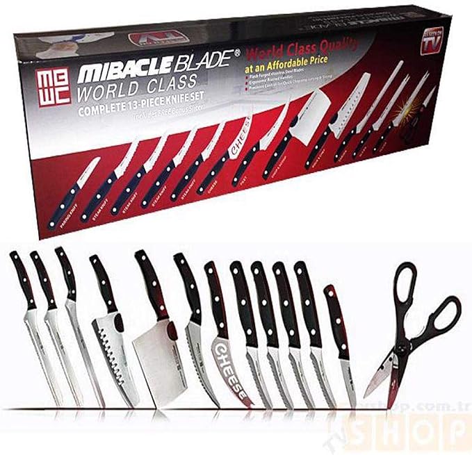 Miracle Blade World Class Professional Series 13 Piece Chef's Knife Collection - Ergonomic and Versatile Flash Forged Blades