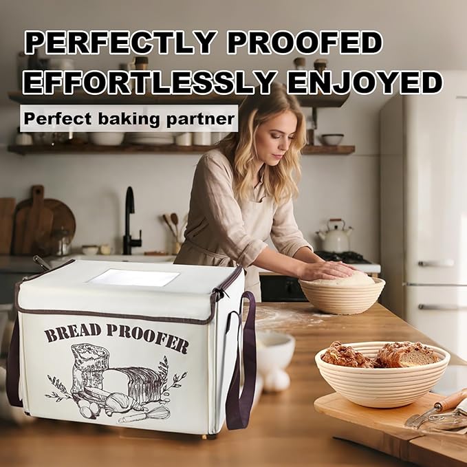 OUEST Foldable Bread Proofing Box for Sourdough, 50°F-113°F Precise Temp Control & 12H Timer, Electric Dough Proofing Container with Metal Rack for Bread Baking, Pizza, Yogurt, Kombucha