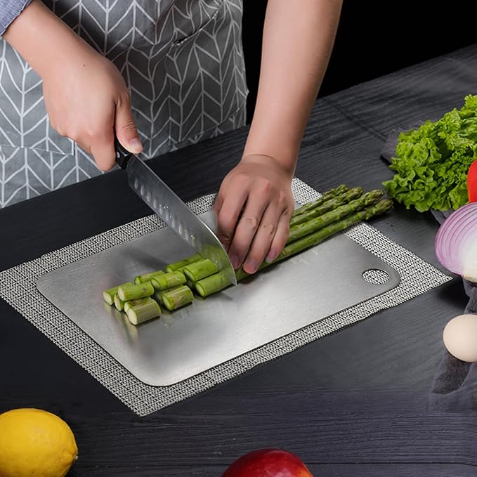 Titanium Cutting Board, 18” Non Toxic Cutting Boards for Kitchen - Cutting Edge Hygiene & Durability, Double Sided Pure Titanium Cutting Mat for Meat Fruit & Vegetable, XL Size