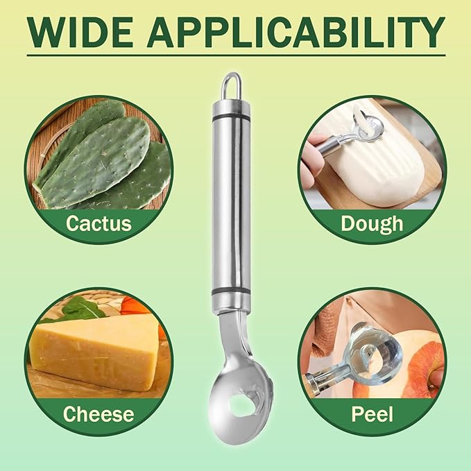 4 Pack Cactus Peeler Spoon, Stainless Steel, Multi-Function Peeling Knife Tool & Slicer for Noodles, Vegetables, Potatoes – Durable Kitchen Gadgets Accessories