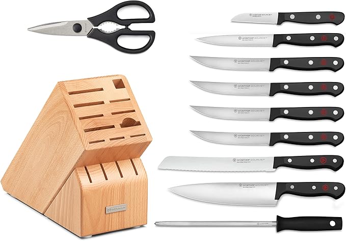 Wüsthof Gourmet 11-Piece Knife Block Set, Beech Wood