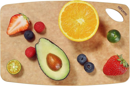 Elihome Classic SMALL Kitchen Cutting Board, Cheese Charcuterie Board, Wood Fiber Composite,Dishwasher Safe, Eco-Friendly, Easy Grip Handles, Non-Porous, Reversible, BPA Free, Made in USA, 10" x 7"