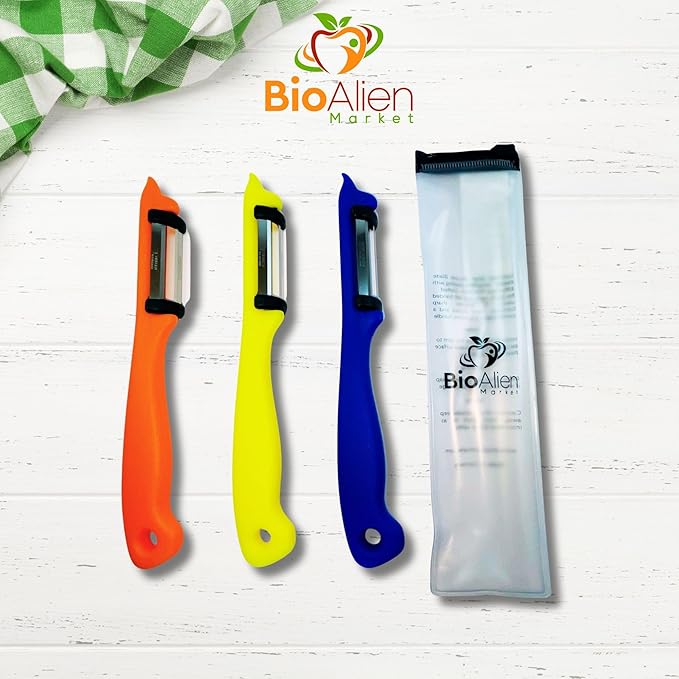 German Steel Double Blade Peeler, Effortless Precision, Ergonomic Handle, Bioalien Market Solingen Peeler DUO