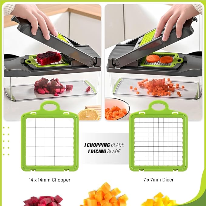 16-in-1 Vegetable Chopper Pro with Container & Lid - Onion Dicer, Food Processor, Salad Chopper - BPA-Free Kitchen Gadget for Easy Meal Prep