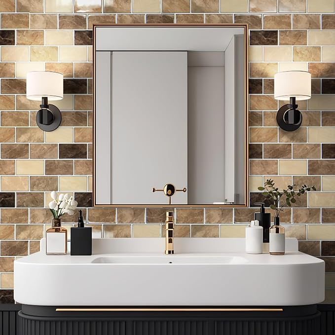 Art3d Peel and Stick Backsplash Tiles – 12"x12" Yellow Jasper Thicker Design, Self-Adhesive Wall Tile for Kitchen & Bathroom