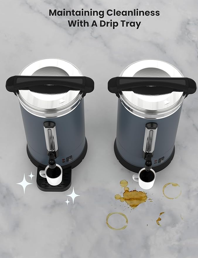 GarveeHome 120 Cups Coffee Urn,18 L/4.8 gal Double Wall Commerical Coffee Maker for Buffet Catering Wedding Gathering, Large Capacity Hot Coffee Dispenser, Stainless Steel Hot Water Urn