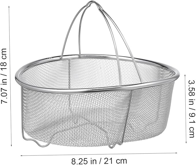 Hemoton Stainless Steel Colander with Handle, 8.26 X 7.08 X 3.58 Inch Vegetable Strainer Basket for Washing Fruits, Rinsing Rice, and Draining Pasta, Kitchen Food Strainer for Home Use