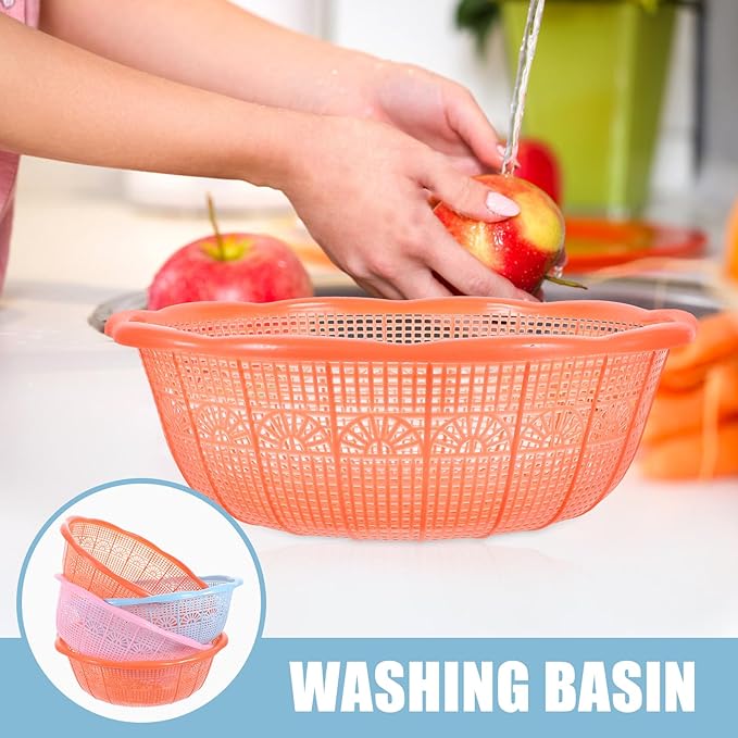 LIFKOME Plastic Rice Washing Basket Colander 9.05 Inch Multifunctional Food Strainer Bowl for Fruits Vegetables Kitchen Use