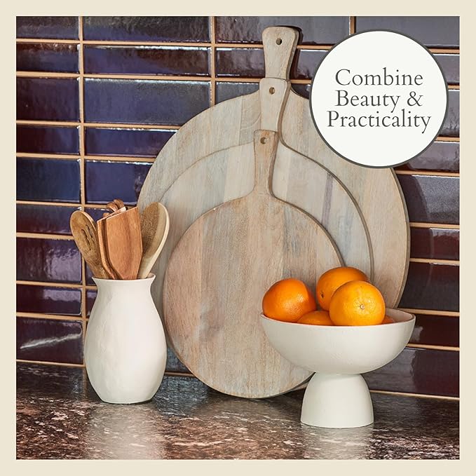 CG Hunter 16' Round Cutting Board, Artisan Crafted from Mango Wood, Elegant Wooden Serving Platter for Charcuterie, Appetizers, Cheese Displays, Entertaining, Dinner Parties, and Stylish Home Decor