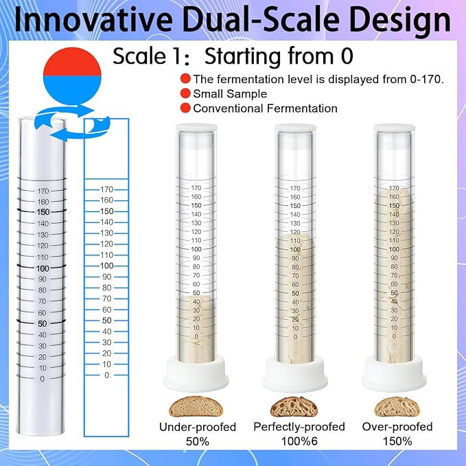 Yungyan Sourdough Aliquot Jar Kit Fermentation Tracker Sourdough Starter Tube Baking Supplies with Graduated Glass Tube Silicone Stopper Pump Cleaning Brush for Bread Proof Baking(White)