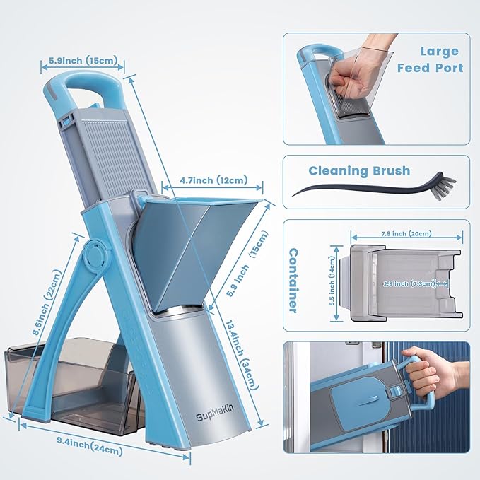SAFE SLICER GRAY + LARGE MANDOLINE SLICER AND CHOPPER Blue