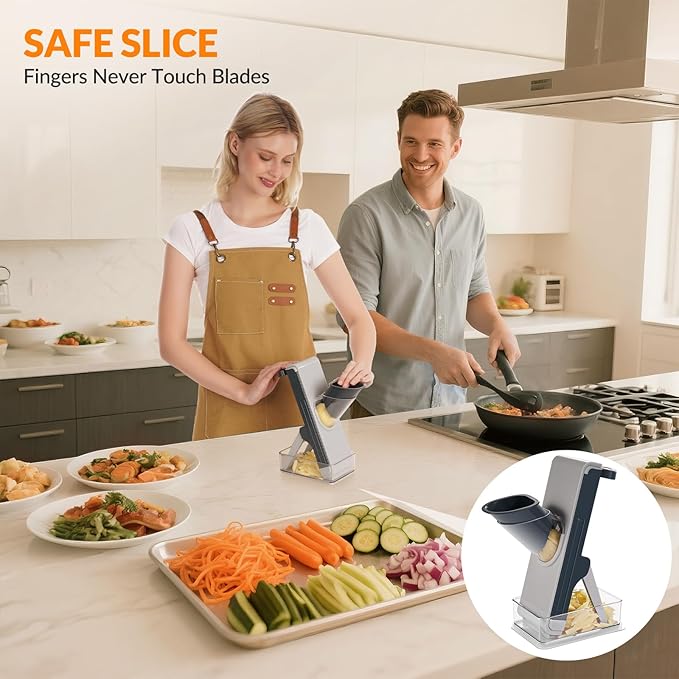 Upgrade safe mandoline slicer and chopper for kitchen,FEICO multifunctional vegetable cutter for vegetable veggie potato