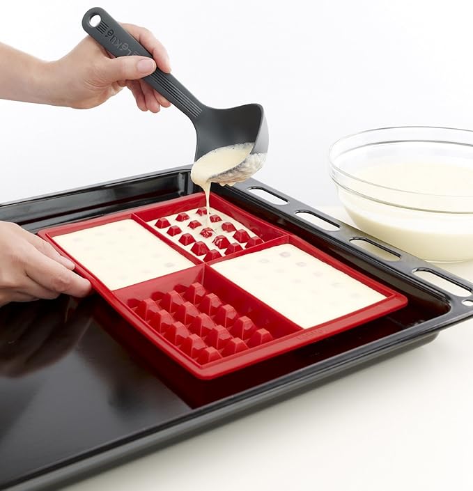 Lekue Silicone Waffle Mold, Model #, Red, Set of 2