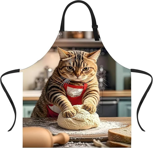 Funny Cat Apron with 2 Pockets Waterproof for Men Women Kitchen Garden Decor