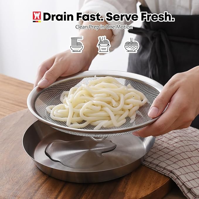 Stainless Steel Mesh Tray Set with Drip Pan, Air Fryer Basket and Tray, Kitchen Colander, Vegetable and Fruit Strainer, Food Filter, BBQ Prep Tool, Fruit Serving Dishes (7.48 inch)