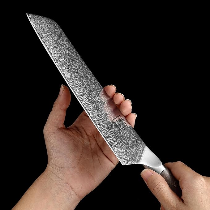 zayiko Jun Damascus Kitchen Knife Set – 3-Piece Professional Chef Knife Collection | 67-Layer VG10 Core Steel | Maple Wood Handles | Chef, Carving & Utility Knives in Wooden Gift Box