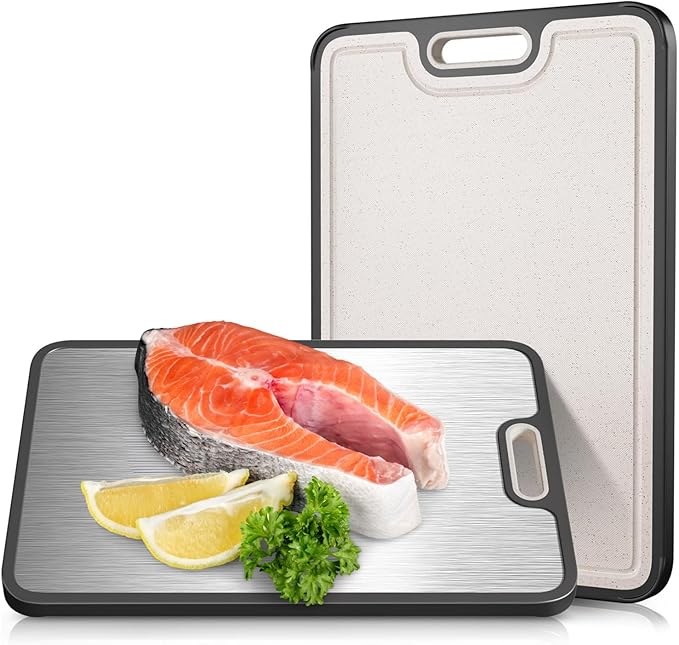 Titanium Cutting Board, 15''x10'' Pure Titanium Cutting Boards for Kitchen, Large Titanware/Wheat Straw Chopping Board with Handle, Gift for Women Wife Mom