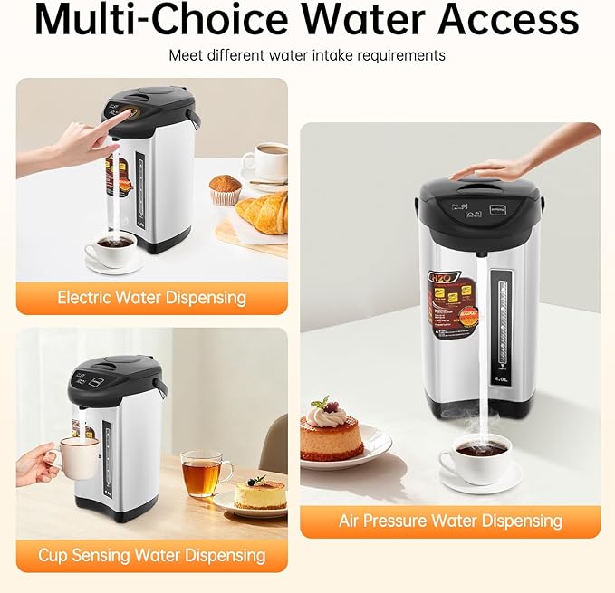 Electric Hot Water Pot Urn, Water Boiler & Warmer 4 Liter, Hot Water Dispenser with 3 Water Dispensing Modes, 750W Hot Water Kettle Instant Heating for Coffee & Tea (black)