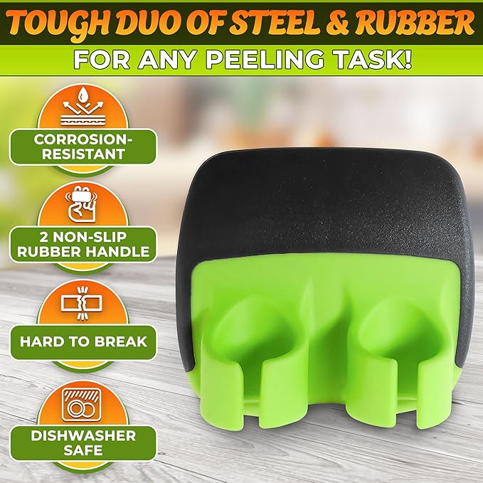 2Pcs Finger Grip Vegetable Peelers for Kitchen - Silicone Palm Peeler with Sharp Double-Sided Blade, Non-Slip Handle, Dishwasher Safe - Versatile for Fruits, Veggies, Potato & Carrot Peeler Tool