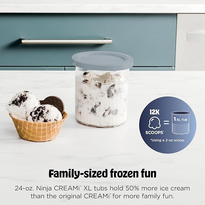 Ninja CREAMi Deluxe Ice Cream Maker, Treats and Frozen Desserts, Sorbet, Milkshakes, Yogurt and More, 11-in-1 Programs, XL Capacity, Includes Two 24-oz Family-Size Tubs, Silver, NC501