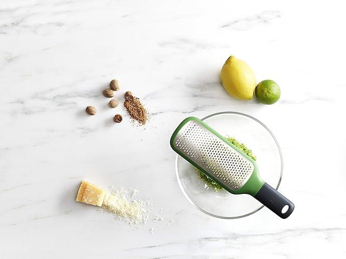 Joseph Joseph GripGrater Paddle Grater/Zester with Easy-grip Handle, Non-slip Tip, Fine Stainless-Steel Grating Blades, Green