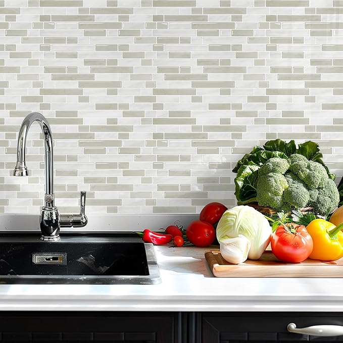 STICKGOO Peel and Stick Backsplash - 10 Sheets of 12”×12” - 3D Self Adhesive Peel and Stick Tile Backsplash for Kitchen & Bathroom