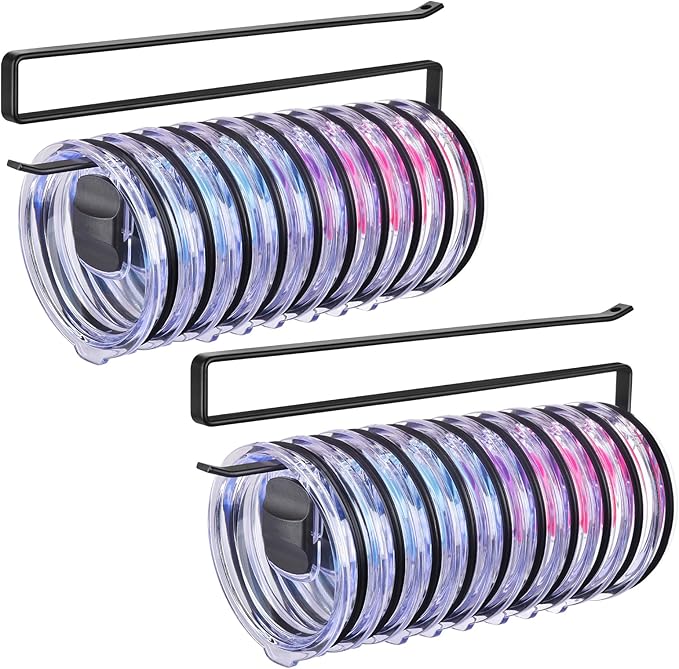 2Pack Tumbler Lid Organizer, Kitchen Space-Saving Cup Holder, Organizers for Under Cabinet Storage, No Glue or Drilling Required (Black)