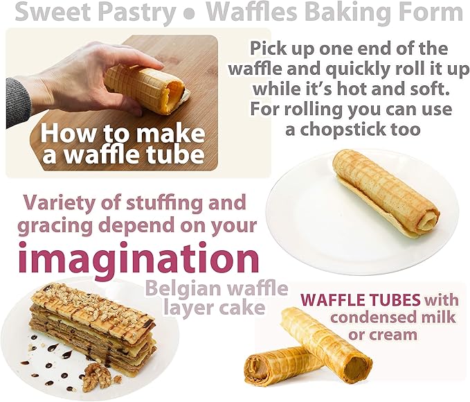 Waffle Maker rectangular shape - Waffle Cone Maker - Krumkake Iron - Wafer Maker - Waffle Makers - Waffle Cone Maker Machine - Stroopwafel Maker - Ice Cream Cone Maker - Wafer Iron - Вафельница