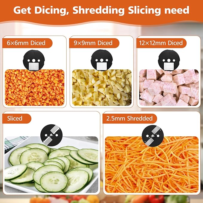 Hiteemer 5 in 1 Electric Vegetable Chopper, Commercial Vegetable Dicer Food Processor Veggie Food Cutter Stainless Steel Automatic Shredded for Onion Potato Cabbage Fruit Slicer