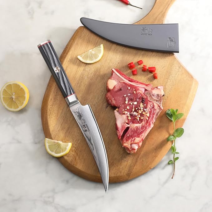 Cangshan YARI Series 6-inch Boning Knife with Sheath, X-7 Damascus Steel, 501257