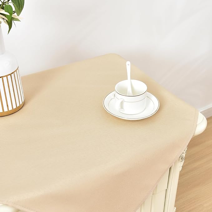 Wolkemer 2 Pack Small Square Beige Tablecloth 24x24 Inch Washable Fabric Table Cover for Nightstand End Bedside Table